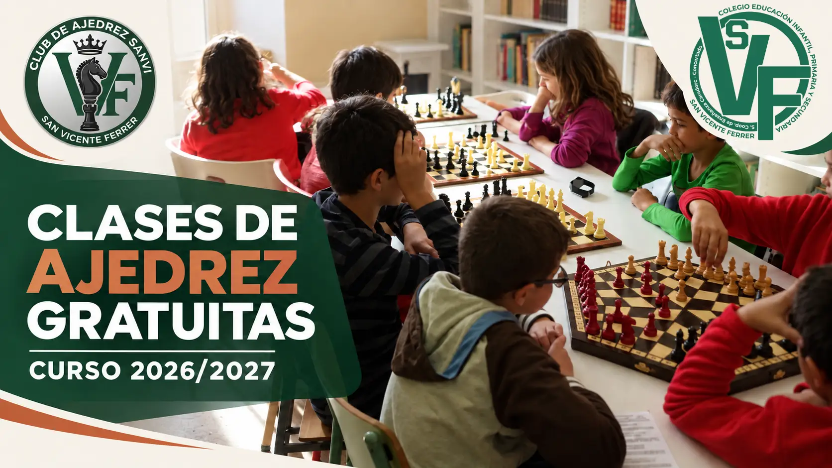 Clases gratuitas de ajedrez durante el curso 2026-2027